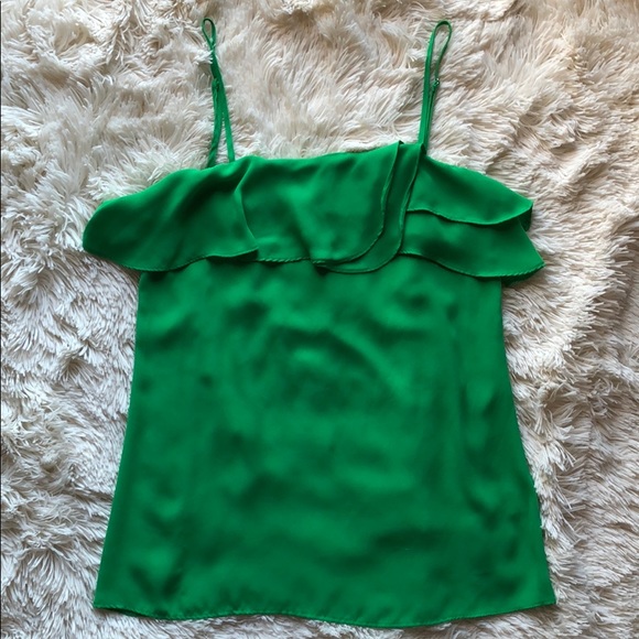 NWOT Gianni Bini Bright Green Ruffled Top - Picture 1 of 4